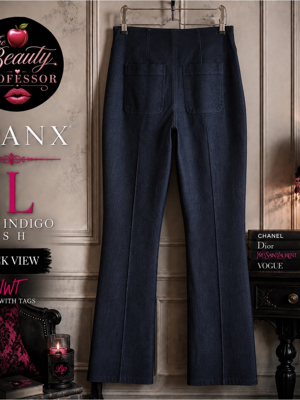 💞 SPANX Denim Demi Boot Raw Indigo Wash Pants XL NWT Dark Indigo
